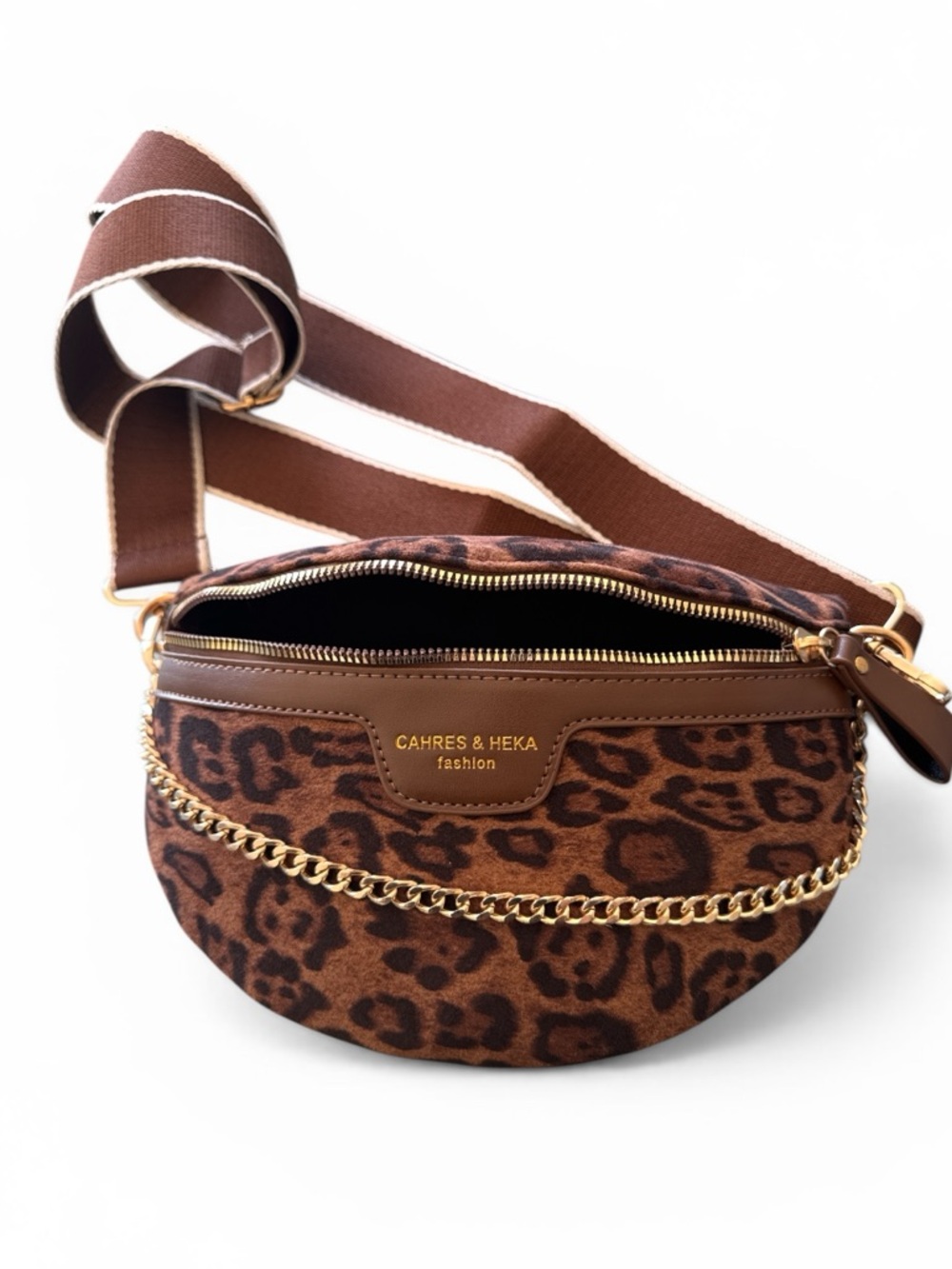 Leopard Print Brown Crossbody Bag